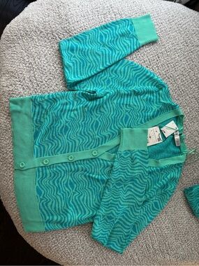 Zara Teal and Aqua Wave Knit Cardigan